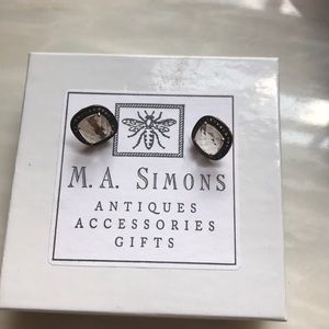 Bronze and clear stone vintage earrings